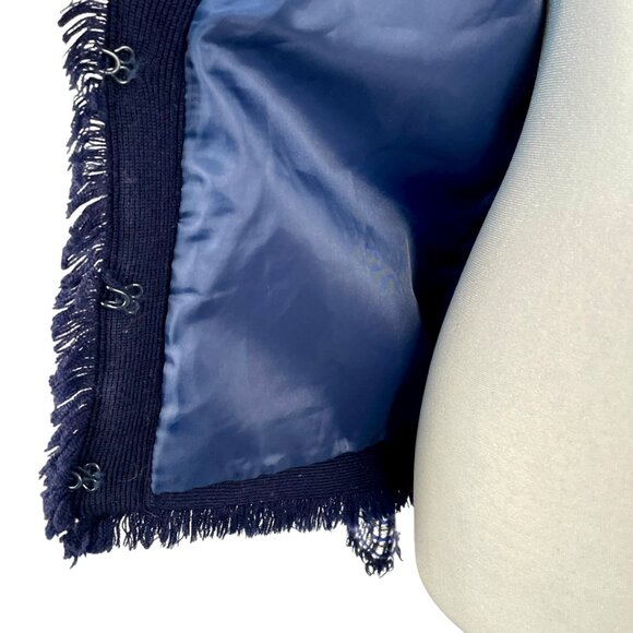 J.Crew XXS Tweed Fringe Lady Jacket – Chic Bouclé Blazer - Black Blue Silver - Picture 10 of 14